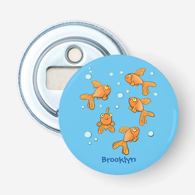 Décapsuleur Illustration de caricature de poisson rouge orange (Devant)