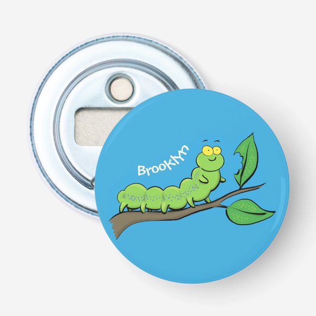 Décapsuleur Illustration de cartoon de chenille verte mignonne (Devant)