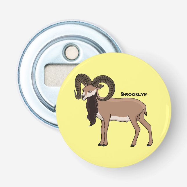 Décapsuleur Illustration de chèvre de Mouflon (Devant)