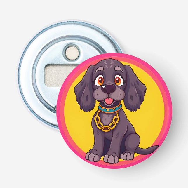 Décapsuleur Illustration de dessin animé de chien heureux (Devant)