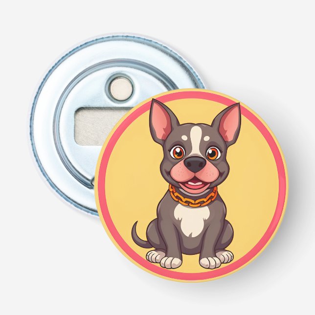 Décapsuleur Illustration de dessin animé de chien heureux (Devant)