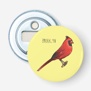 Décapsuleur illustration de dessin animé d'oiseau cardinal du