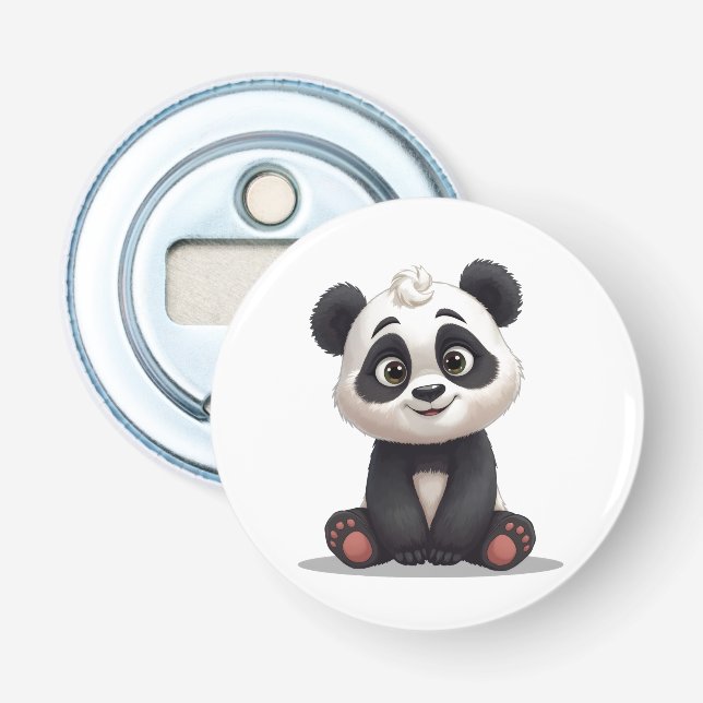 Décapsuleur Illustration de dessin animé d'ours panda assis (Devant)