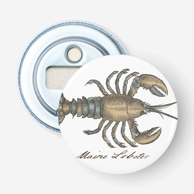 Décapsuleur Illustration de homard vintage : damas côtier  (Devant)