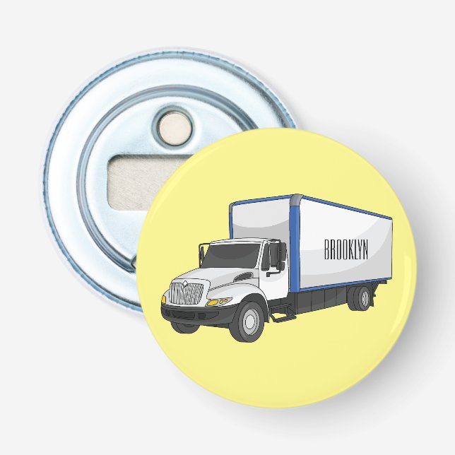 Décapsuleur Illustration de la caricature du camion-boîte (Devant)