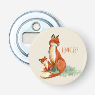 Décapsuleur Illustration de l'aquarelle Momma Fox et Baby