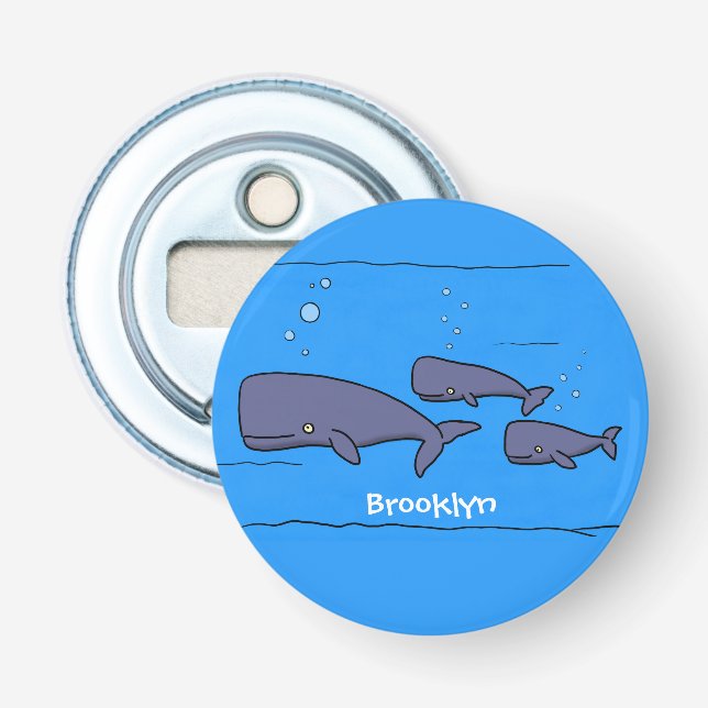 Décapsuleur Illustration de mignonne migratrice de baleines à  (Devant)