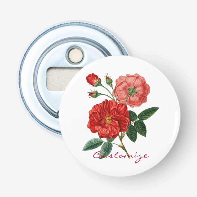Décapsuleur Illustration de rose rouge vintage Thunder_Cove (Devant)