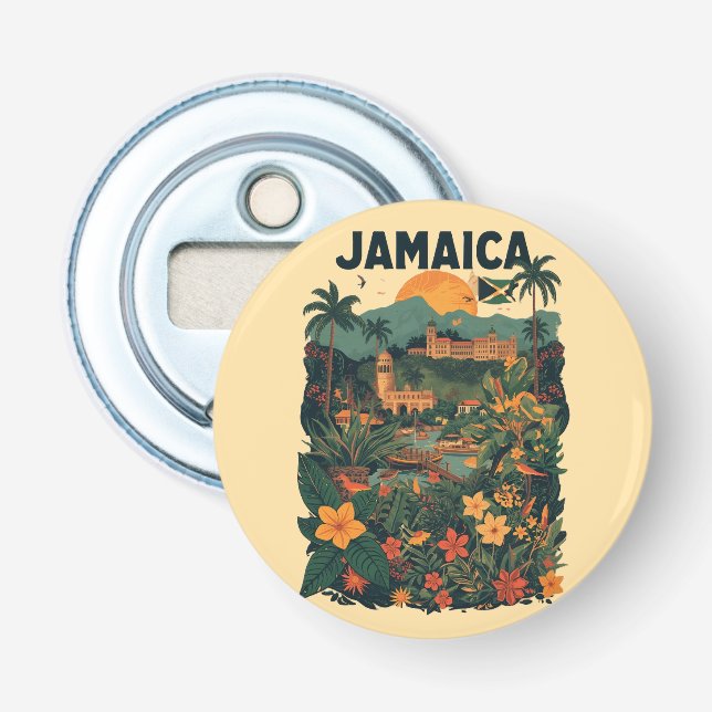 Décapsuleur Illustration de voyage à la Jamaïque de style vint (Devant)