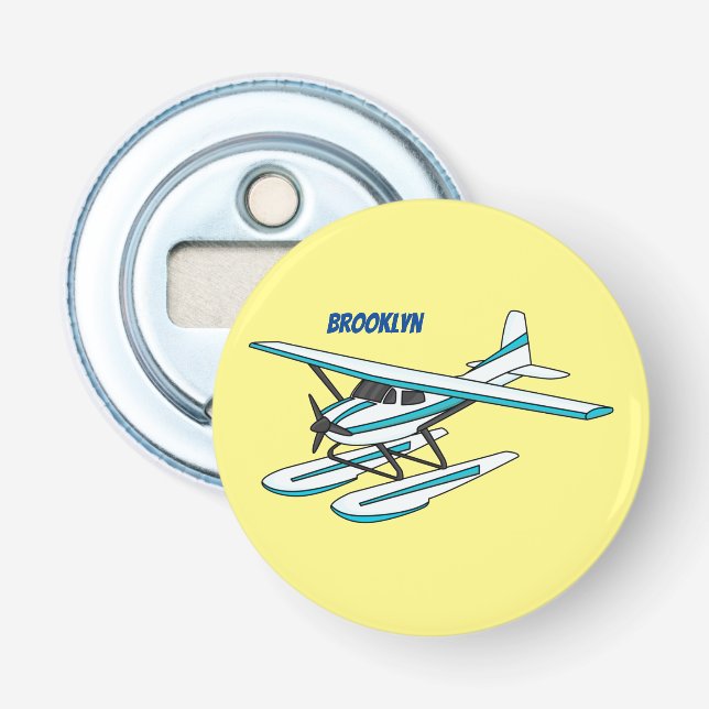 Décapsuleur Illustration d'hydravion bleu blanc (Devant)