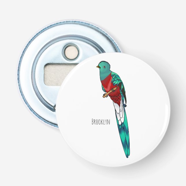 Décapsuleur Illustration d'oiseau de quetzal resplendissant (Devant)