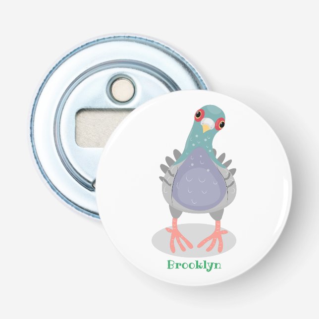 Décapsuleur Illustration drôle de pigeon curieux (Devant)
