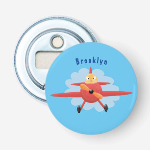 Décapsuleur Illustration d'un avion rouge volant mignon