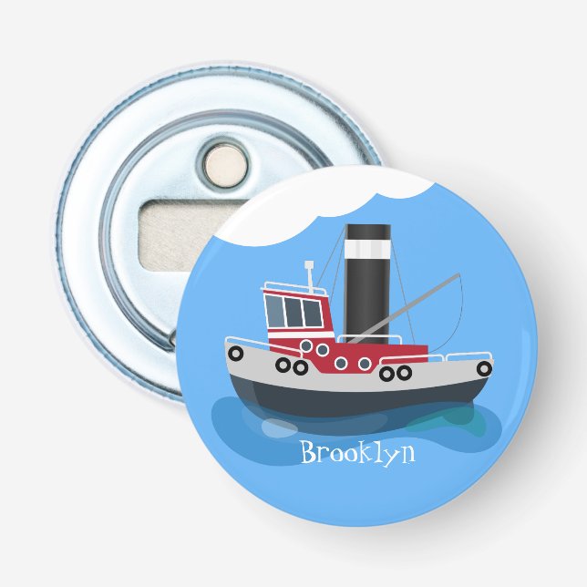 Décapsuleur Illustration d'un bateau à chalutier mignon (Devant)