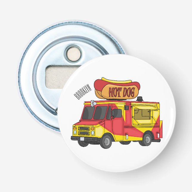 Décapsuleur Illustration d'un camion de nourriture pour chien  (Devant)