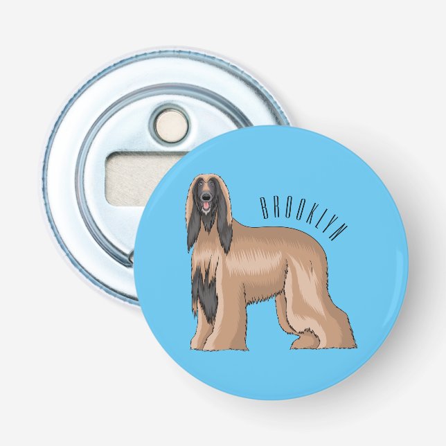 Décapsuleur Illustration d'un chien hound afghan (Devant)