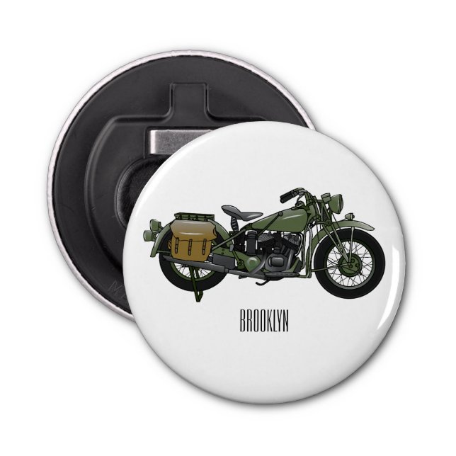 Décapsuleur Illustration d'une moto de croiseur militaire (Devant)