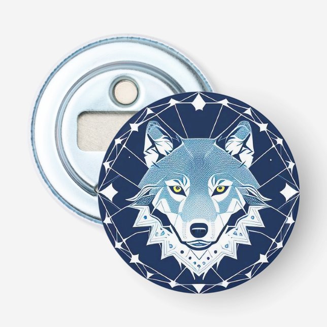 Décapsuleur Illustration géométrique d'un loup (Devant)