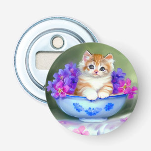 Décapsuleur Illustration vintage de chaton orange et blanc