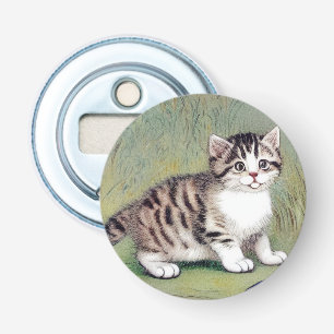 Décapsuleur Illustration vintage de chaton rayé