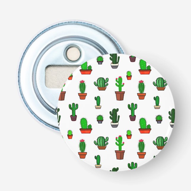 Décapsuleur Illustrations de cactus mignons sur fond blanc (Devant)