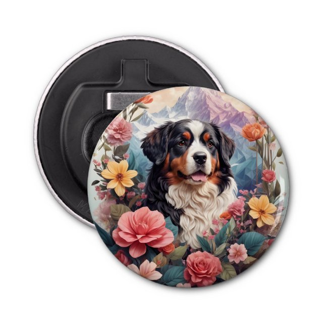 Décapsuleur imaginaire floral 3D Bernese Mountain Dog Birds Vi (Devant)