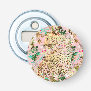 Décapsuleur Imprimé léopard tropical floral Hawaïen rose