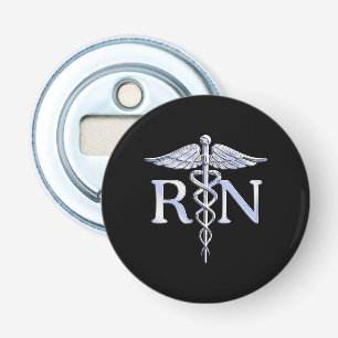 Décapsuleur Infirmière inscrite RN Caduceus Snakes Solide Noir