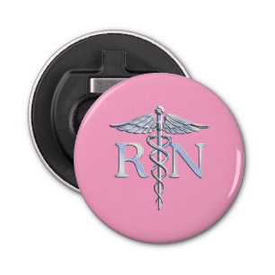 Décapsuleur Infirmière inscrite RN Caduceus sur Pastel Pink