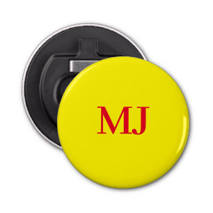 Décapsuleur Initiales en monogramme jaune simple et tendance