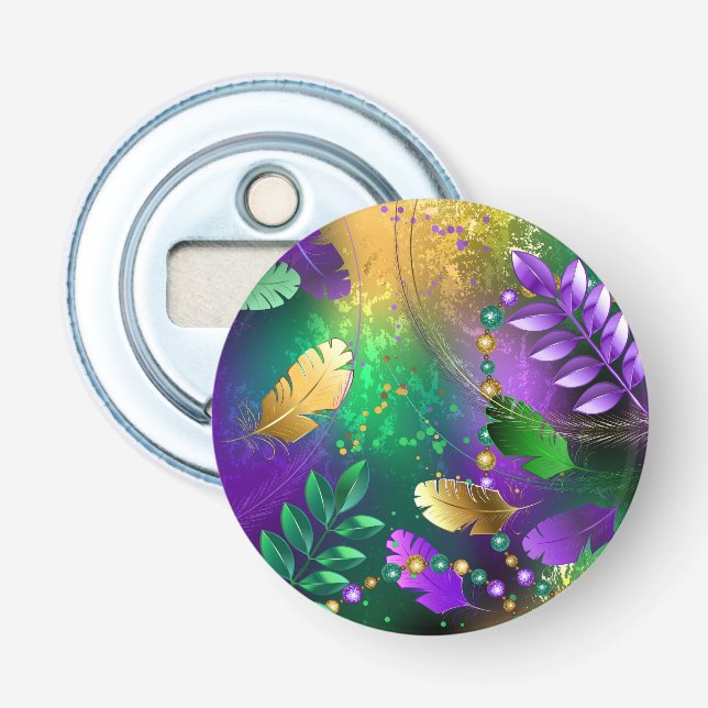 Décapsuleur Iridescente mardi gras arrière - plan avec perles (Devant)