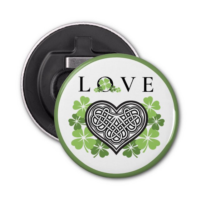 Décapsuleur Irish LOVE Shamrock & Celtic Knot Heart (Devant)