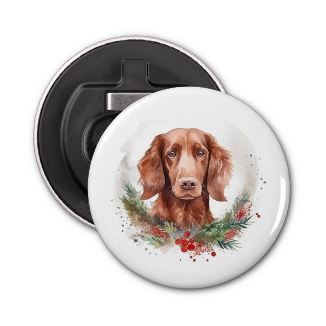 Décapsuleur Irlandais Red Setter Festive Wreath Pup (Devant)