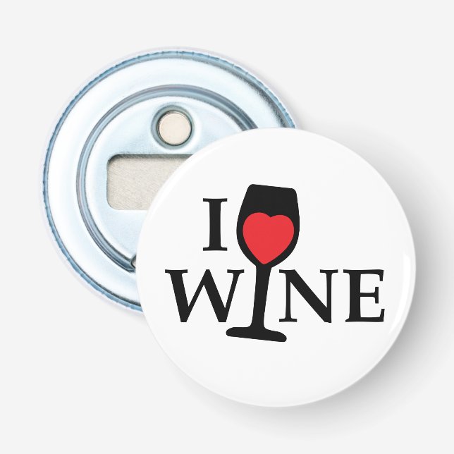 Décapsuleur J'aime le vin au coeur rouge (Devant)