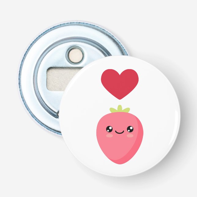 Décapsuleur J'aime les fraises (Devant)