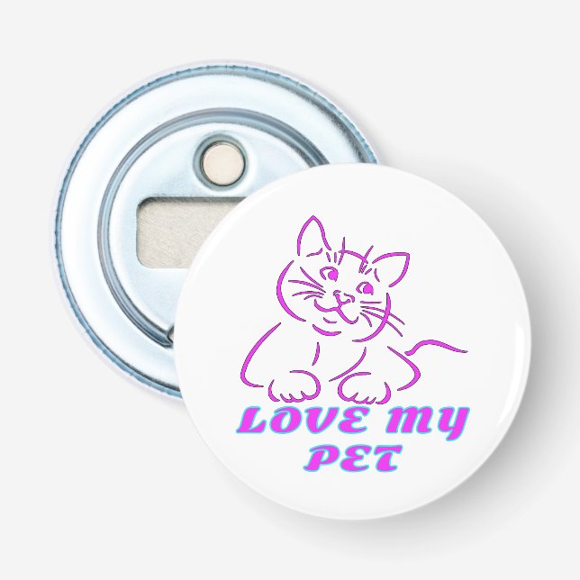 DÉCAPSULEUR J'AIME MON PETIT CHAT ROSE (Devant)