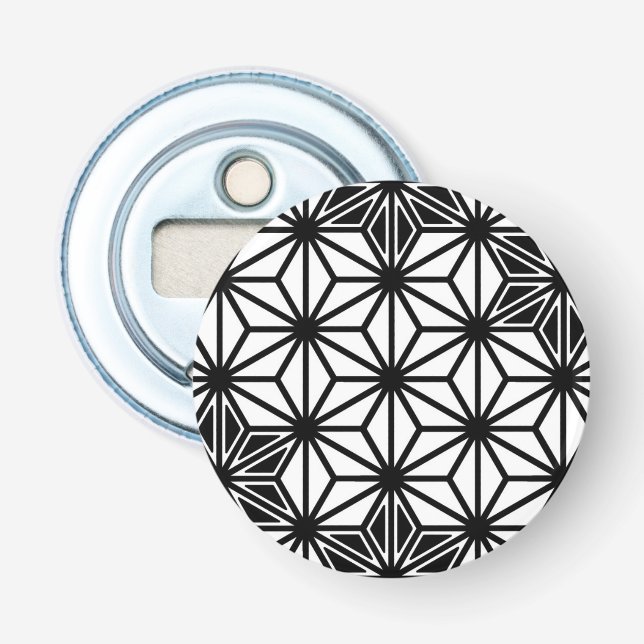 Décapsuleur Japonais Asanoha motif - blanc et noir (Devant)