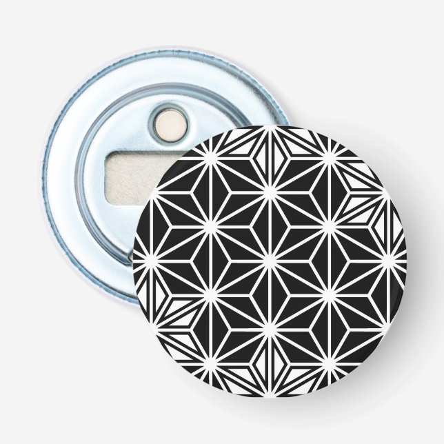 Décapsuleur Japonais Asanoha motif - noir et blanc (Devant)