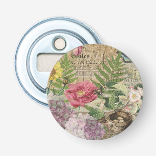 Décapsuleur Jardin Floral de Nid d'Oiseau Papillon Art