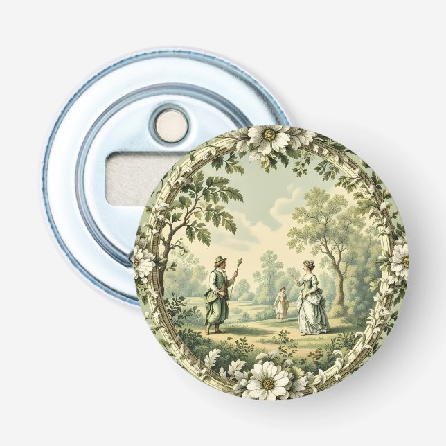 Décapsuleur Jardin vintage vert sauge floral (Devant)
