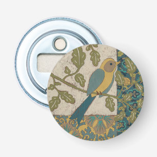 Décapsuleur Jaune et oiseau bleu turquoise étés perché sur une