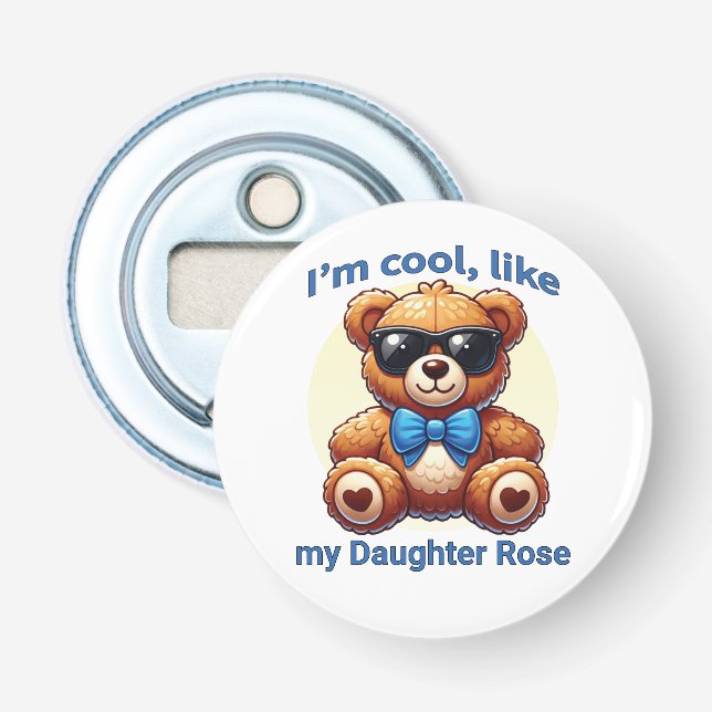 Décapsuleur Je suis Cool Teddy Bear avec Blue Bow personnalisa (Devant)