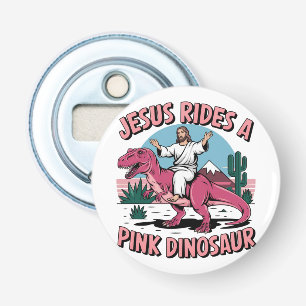 Décapsuleur Jésus Mèmes Drôle, Jésus Dirige Un Dinosaure Rose
