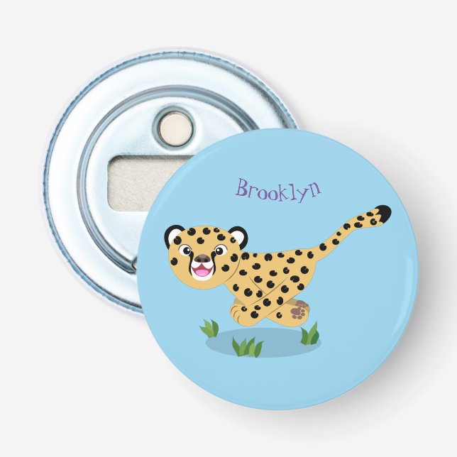 Décapsuleur Joli bébé guépard en cours de dessin animé illustr (Devant)
