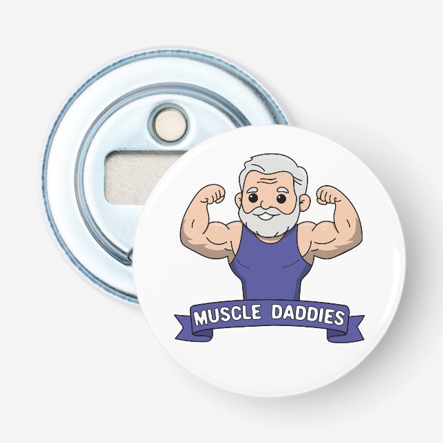 Décapsuleur Joli Kawaii Papa Musclé Barbu Bodybuilder (Devant)
