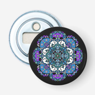Décapsuleur Joli Mandala Abstrait Art violet et bleu