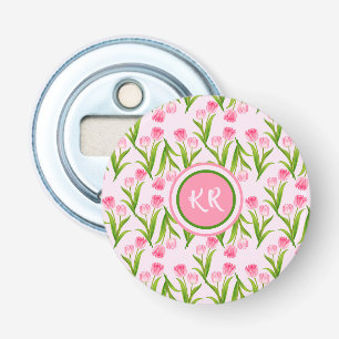 Décapsuleur Joli Tulipe rose Fleurs Florales Feuille Monogramm