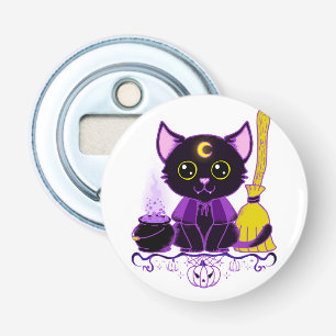 Décapsuleur Jolie sorcière de chat noir d'Halloween