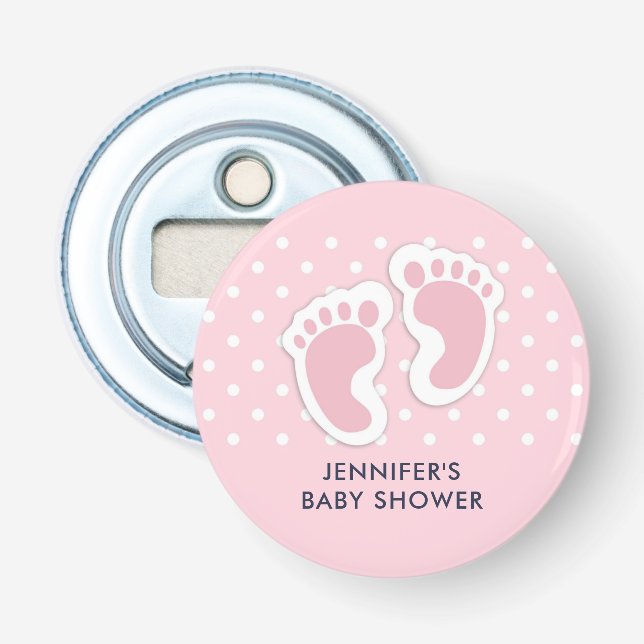 Décapsuleur Jolies empreintes de pieds de bébé rose (Devant)