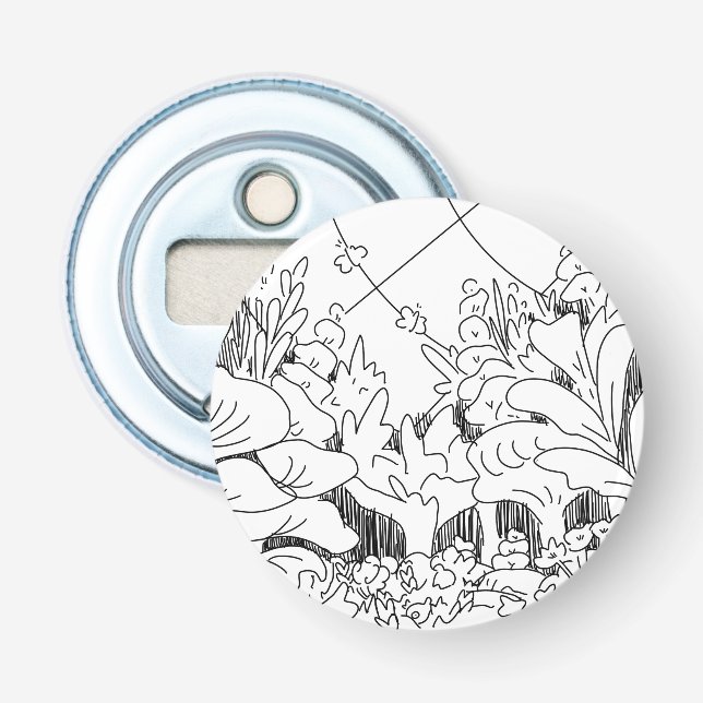 Décapsuleur Jolies plantes et fleurs en ligne simple (Devant)